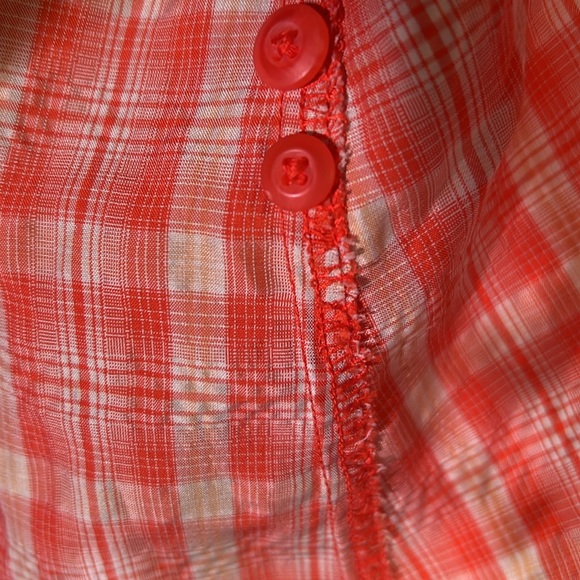 Duluth Trading Co Women’s orange plaid long sleeve button up shirt. Size‎ L - Picture 9 of 10